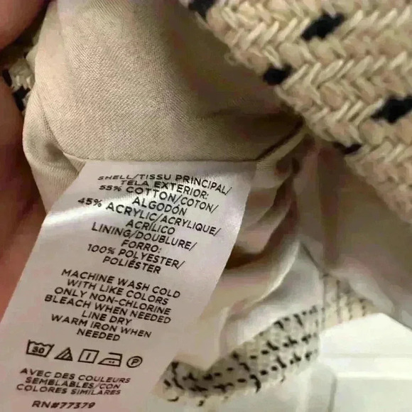 Ann Taylor The Tailored Double Breasted Blazer in Tweed Size 12P black and cream - Picture 4 of 4